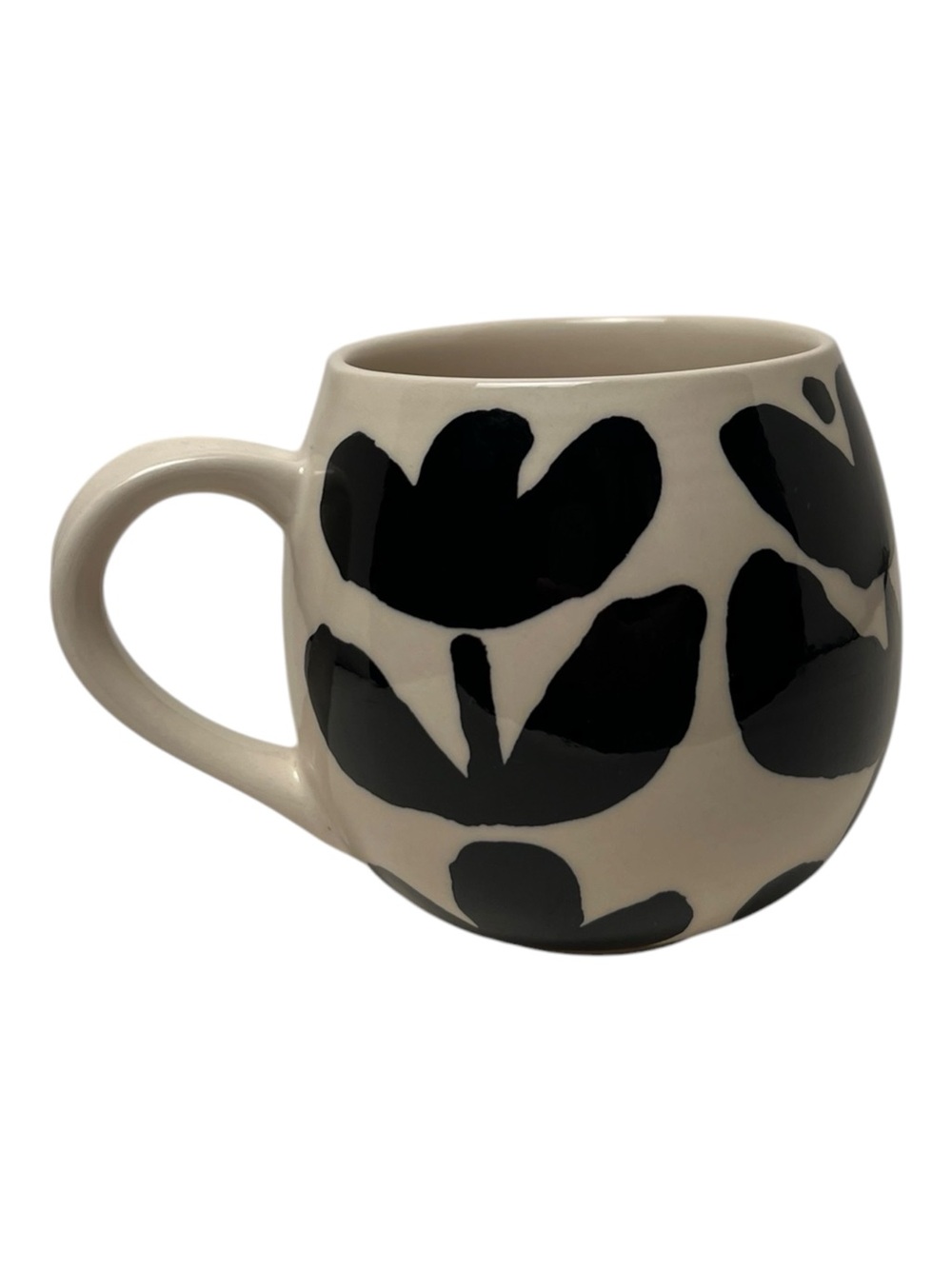 Indaba Bold Bloom Mug Ceramic Coffee Mug Farmhouse Black & White 14 Oz
